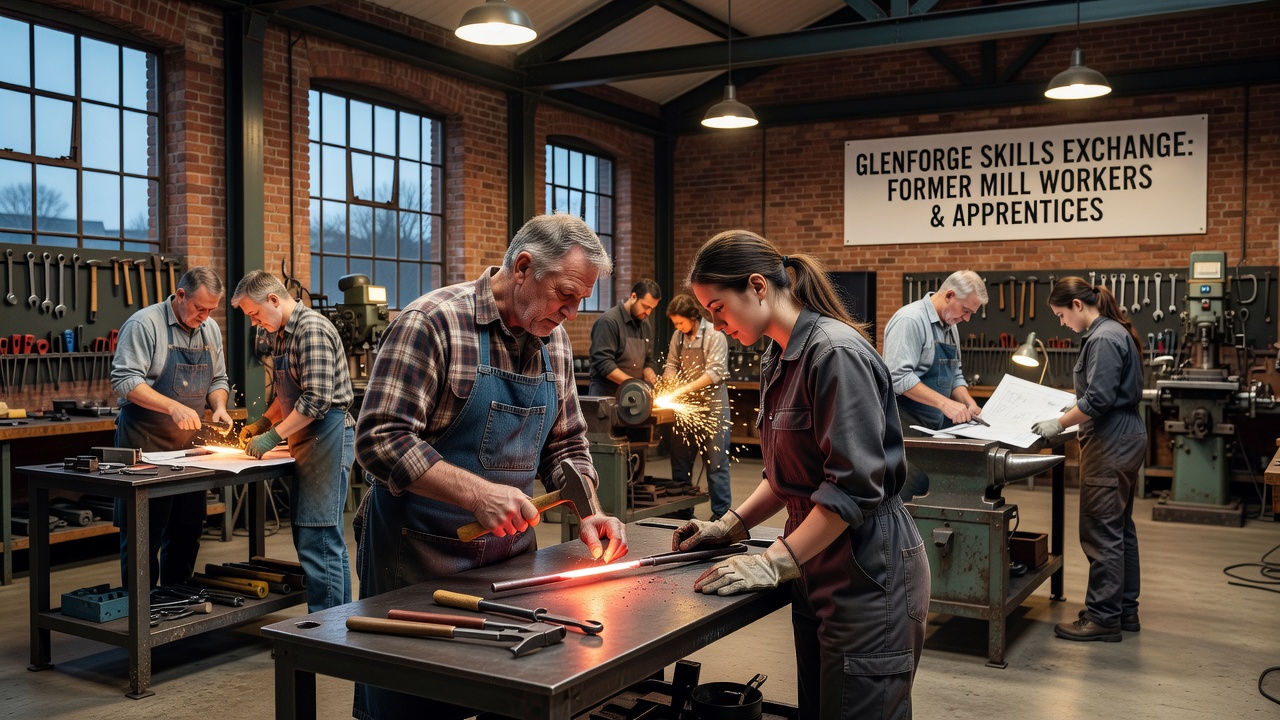 Glenforge's Former Mill Workers Pass Down Specialized Metalworking Skills to Local Apprentices Through Informal Evening Sessions